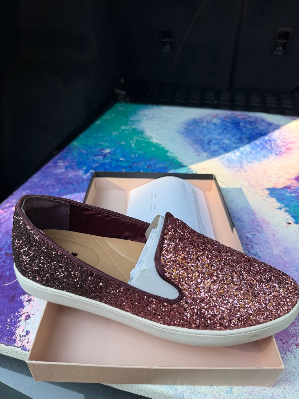 Birdies brand new never worn Women’s Glitter Slip-On Sneakers - Rose sparkle sz9